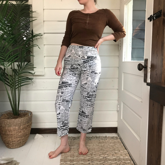 Vintage Pants - Vintage Newspaper Print Pants